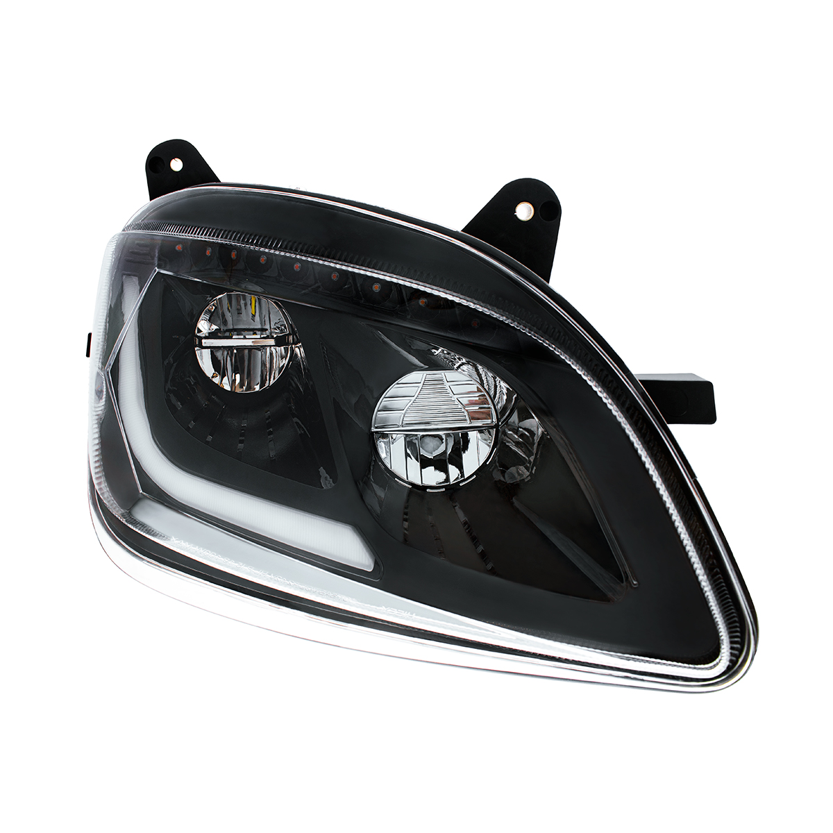 Black LED Headlight W/Sequential LED Turn Signal For Peterbilt 579 (2012-21) & 587 (2010-16) - Passenger - Thumbnail 4