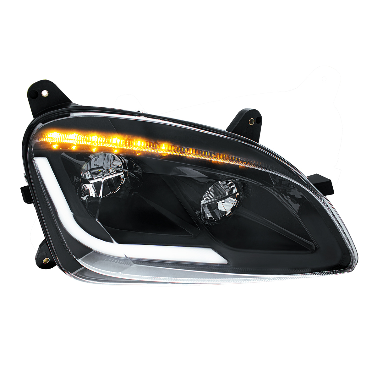 Black LED Headlight W/Sequential LED Turn Signal For Peterbilt 579 (2012-21) & 587 (2010-16) - Passenger - Thumbnail 10