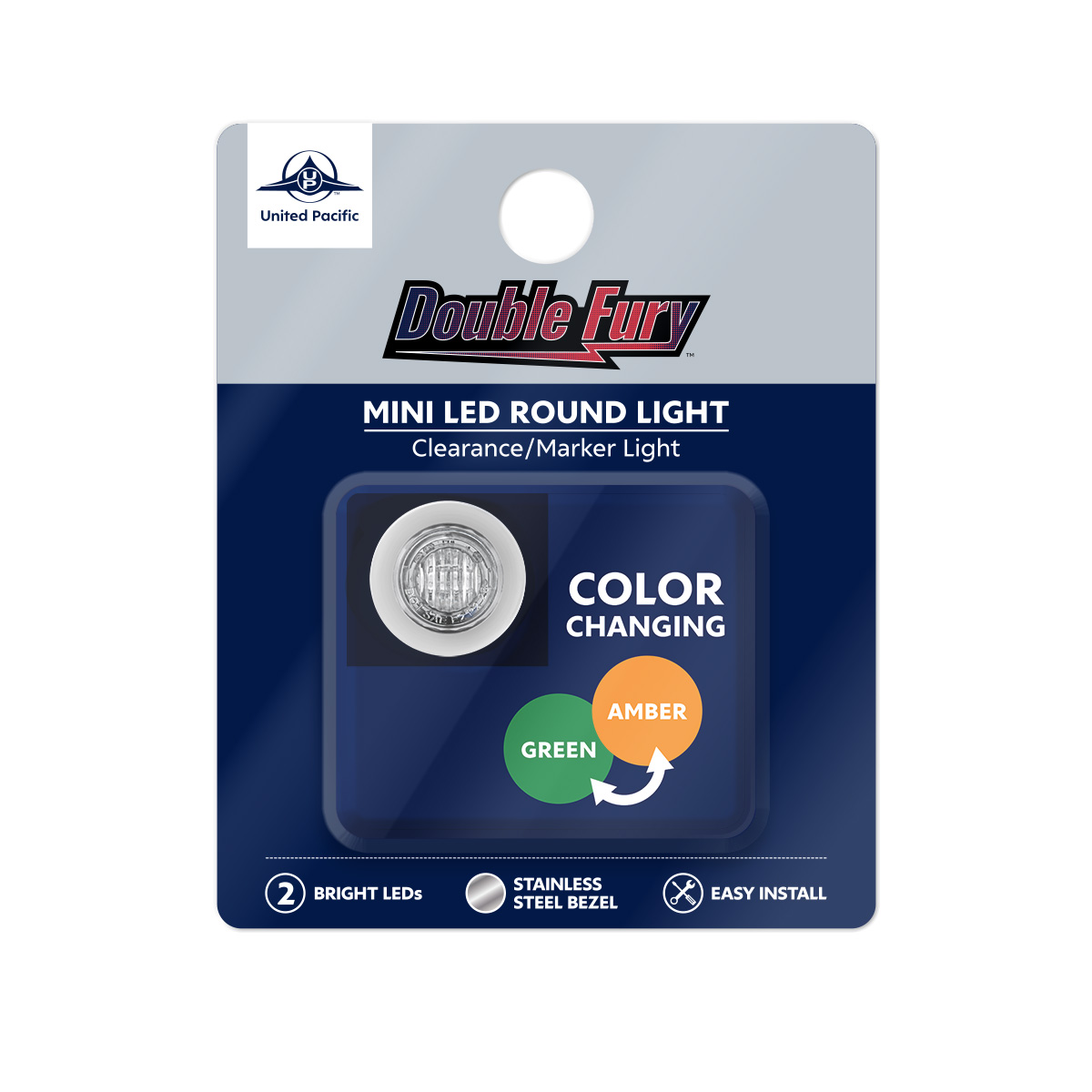 2 LED 3/4" Mini Double Fury Light (Clearance/Marker) - Amber & Green LED/Clear Lens - Thumbnail 11