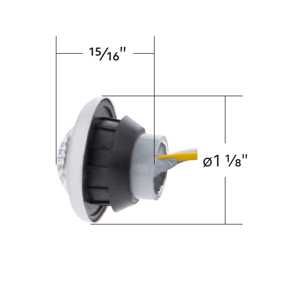 2 LED 3/4" Mini Double Fury Light (Clearance/Marker) - Amber & White LED/Clear Lens - Thumbnail 9