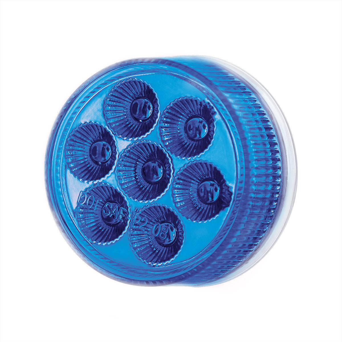 7 LED 2" Round Double Fury Light (Clearance/Marker) - Amber & Blue LED/Clear Lens - Thumbnail 7