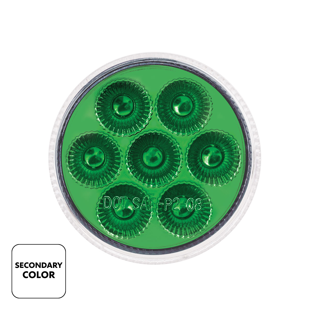 7 LED 2" Round Double Fury Light (Clearance/Marker) - Amber & Green LED/Clear Lens - Thumbnail 3