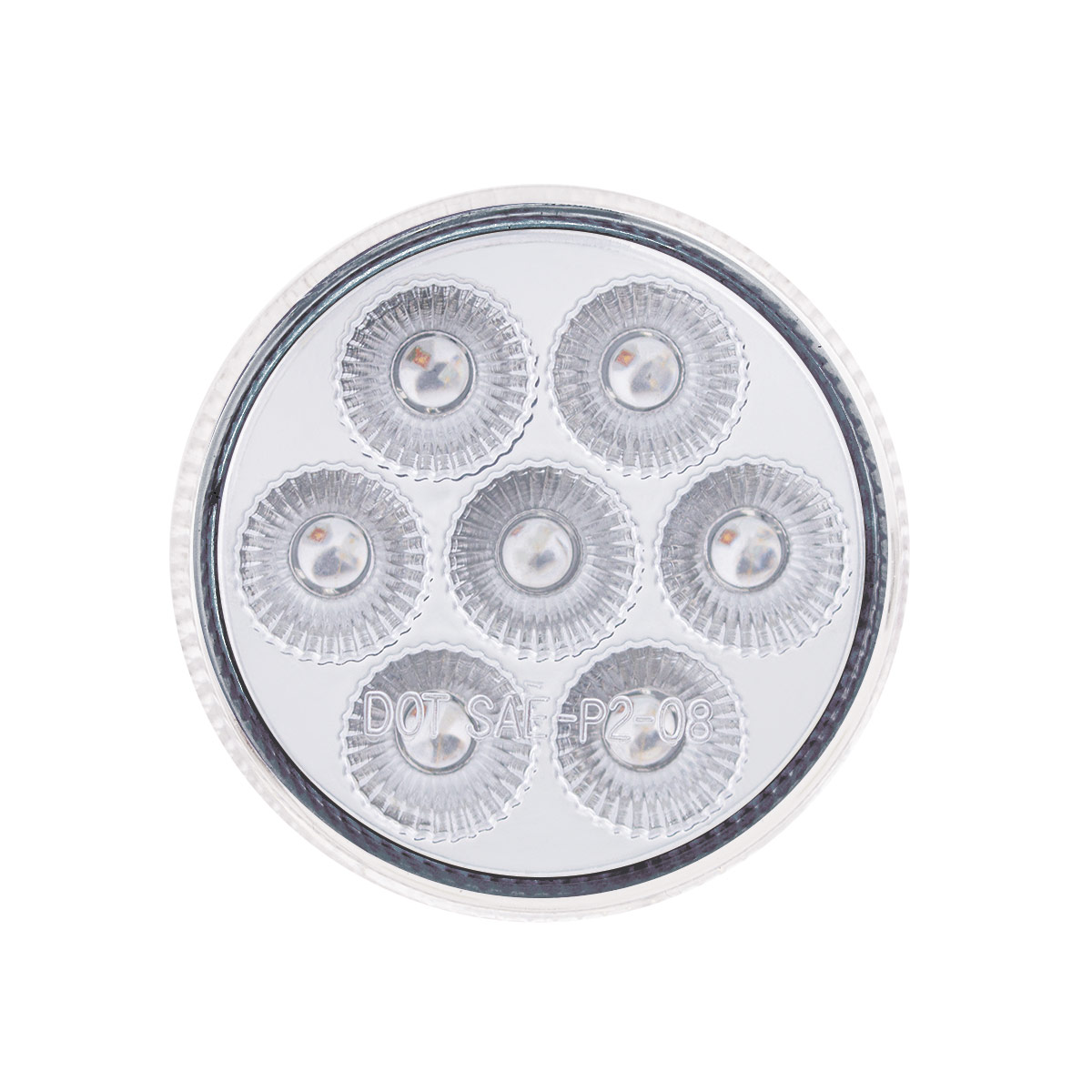 7 LED 2" Round Double Fury Light (Clearance/Marker) - Amber & Green LED/Clear Lens - Thumbnail 4
