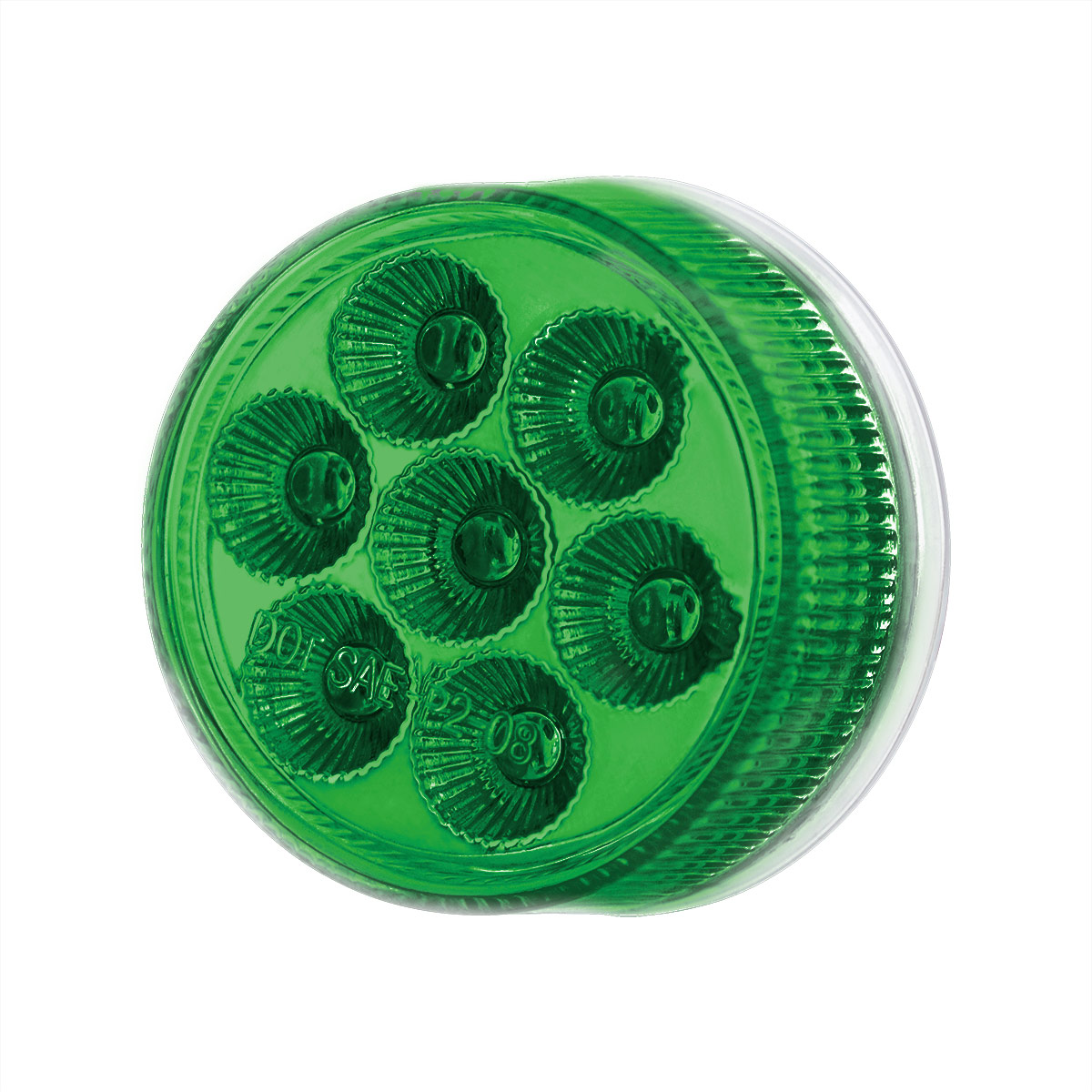 7 LED 2" Round Double Fury Light (Clearance/Marker) - Amber & Green LED/Clear Lens - Thumbnail 7