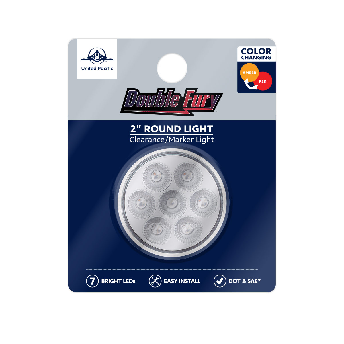 7 LED 2" Round Double Fury Light (Clearance/Marker) - Amber & Red LED/Clear Lens - Thumbnail 11