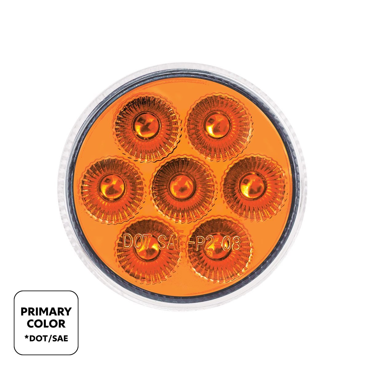 7 LED 2" Round Double Fury Light (Clearance/Marker) - Amber & White LED/Clear Lens - Thumbnail 2