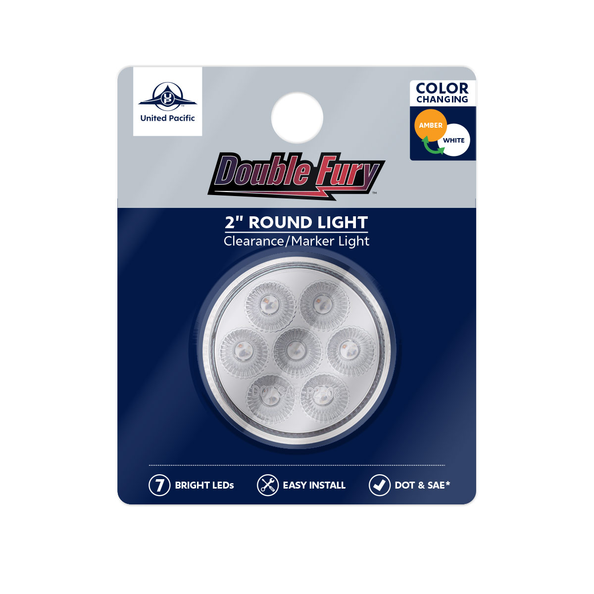 7 LED 2" Round Double Fury Light (Clearance/Marker) - Amber & White LED/Clear Lens - Thumbnail 11