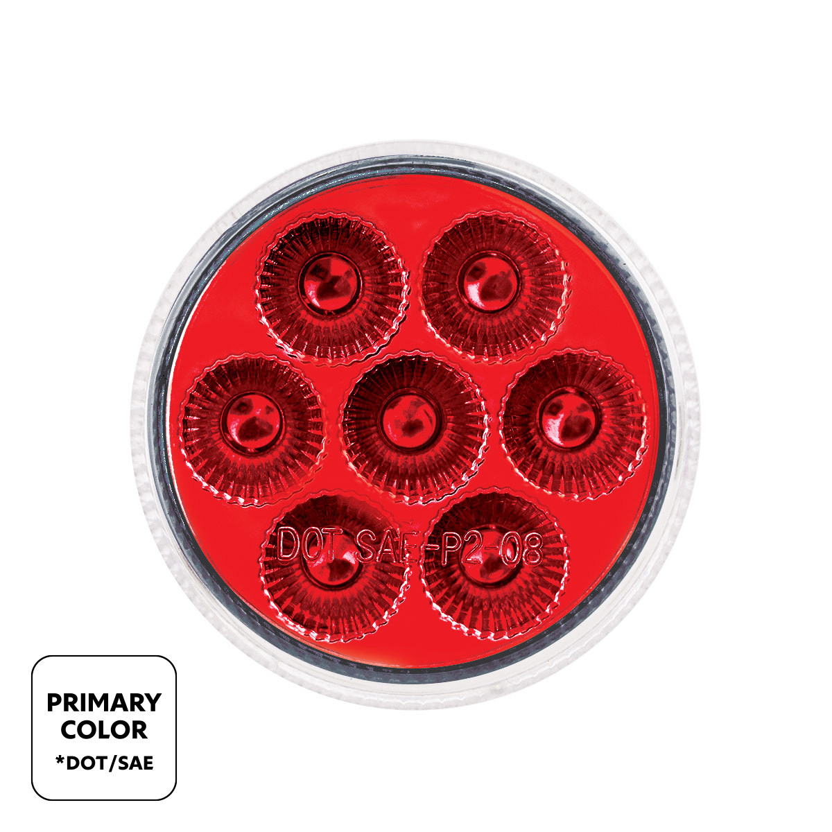 7 LED 2" Round Double Fury Light (Clearance/Marker) - Red & Blue LED/Clear Lens - Thumbnail 2