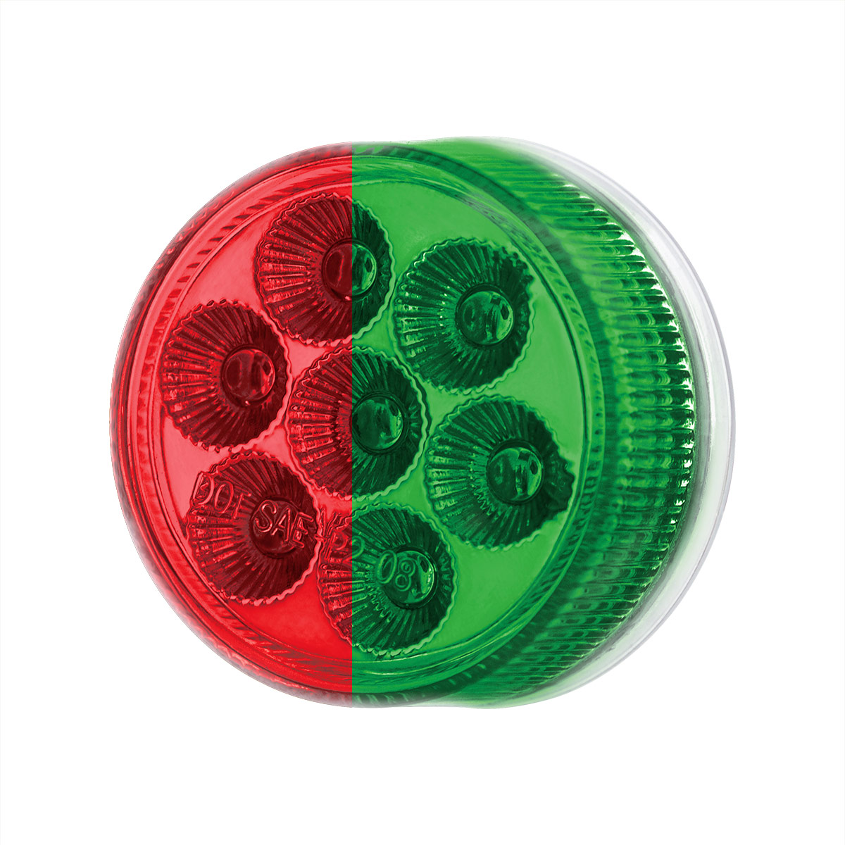 7 LED 2" Round Double Fury Light (Clearance/Marker) - Red & Green LED/Clear Lens - Thumbnail 5