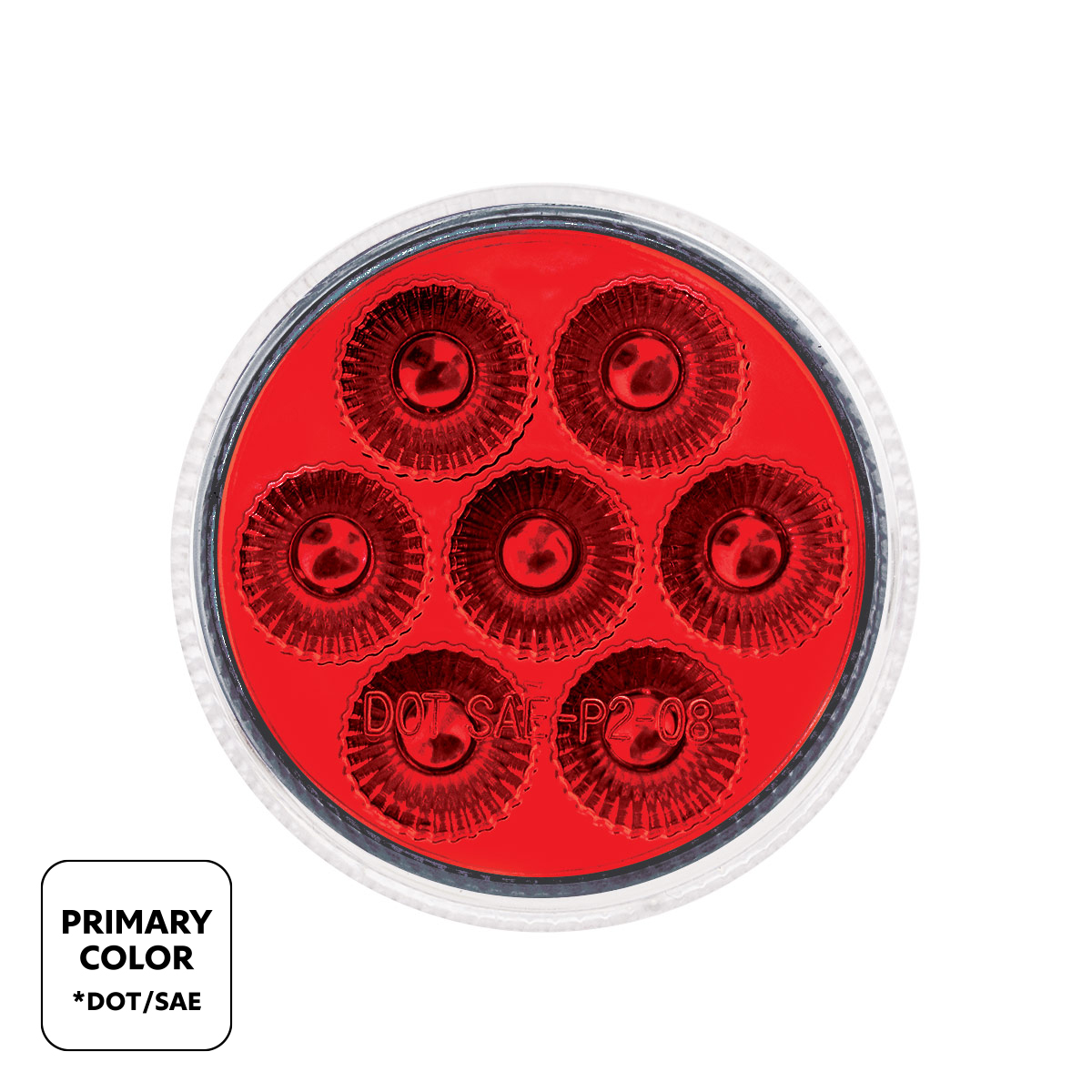 7 LED 2" Round Double Fury Light (Clearance/Marker) - Red & White LED/Clear Lens - Thumbnail 2