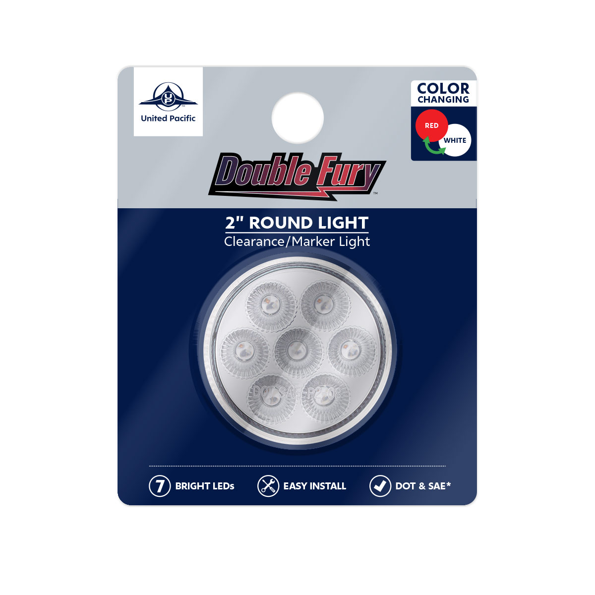 7 LED 2" Round Double Fury Light (Clearance/Marker) - Red & White LED/Clear Lens - Thumbnail 11