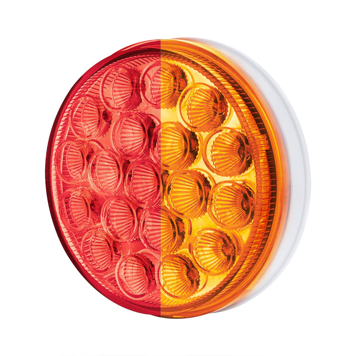 19 LED 4" Round Double Fury Light (Stop & Turn) - Red & Amber LED/Clear Lens - Thumbnail 5