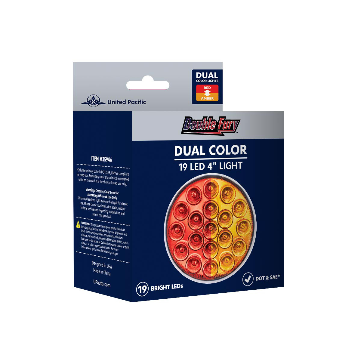 19 LED 4" Round Double Fury Light (Stop & Turn) - Red & Amber LED/Clear Lens - Thumbnail 10