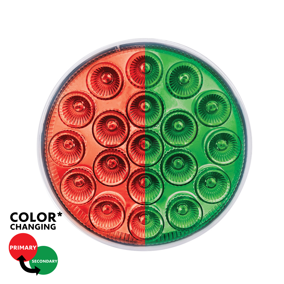 19 LED 4" Round Double Fury Light (Stop & Turn) - Red & Green LED/Clear Lens - Thumbnail 13