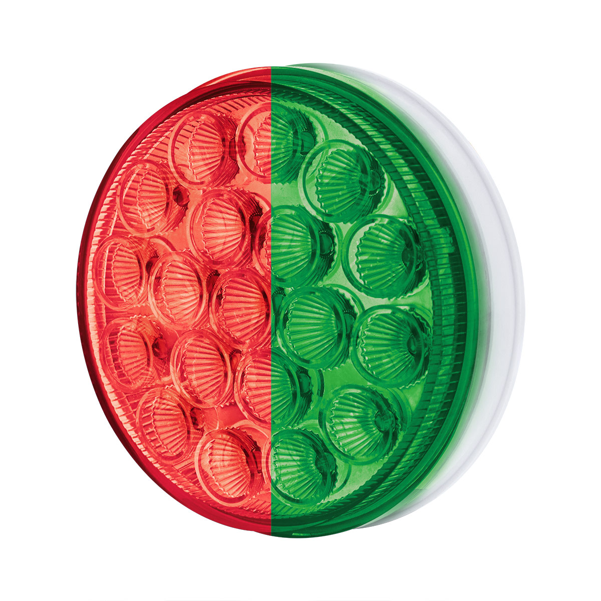 19 LED 4" Round Double Fury Light (Stop & Turn) - Red & Green LED/Clear Lens - Thumbnail 5