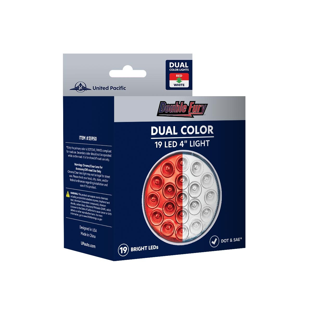 19 LED 4" Round Double Fury Light (Stop & Turn) - Red & White LED/Clear Lens - Thumbnail 11