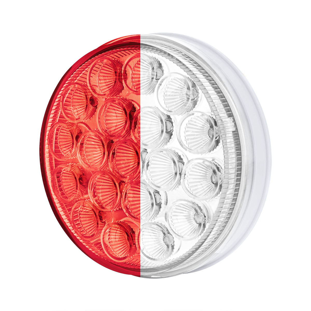 19 LED 4" Round Double Fury Light (Stop & Turn) - Red & White LED/Clear Lens - Thumbnail 5