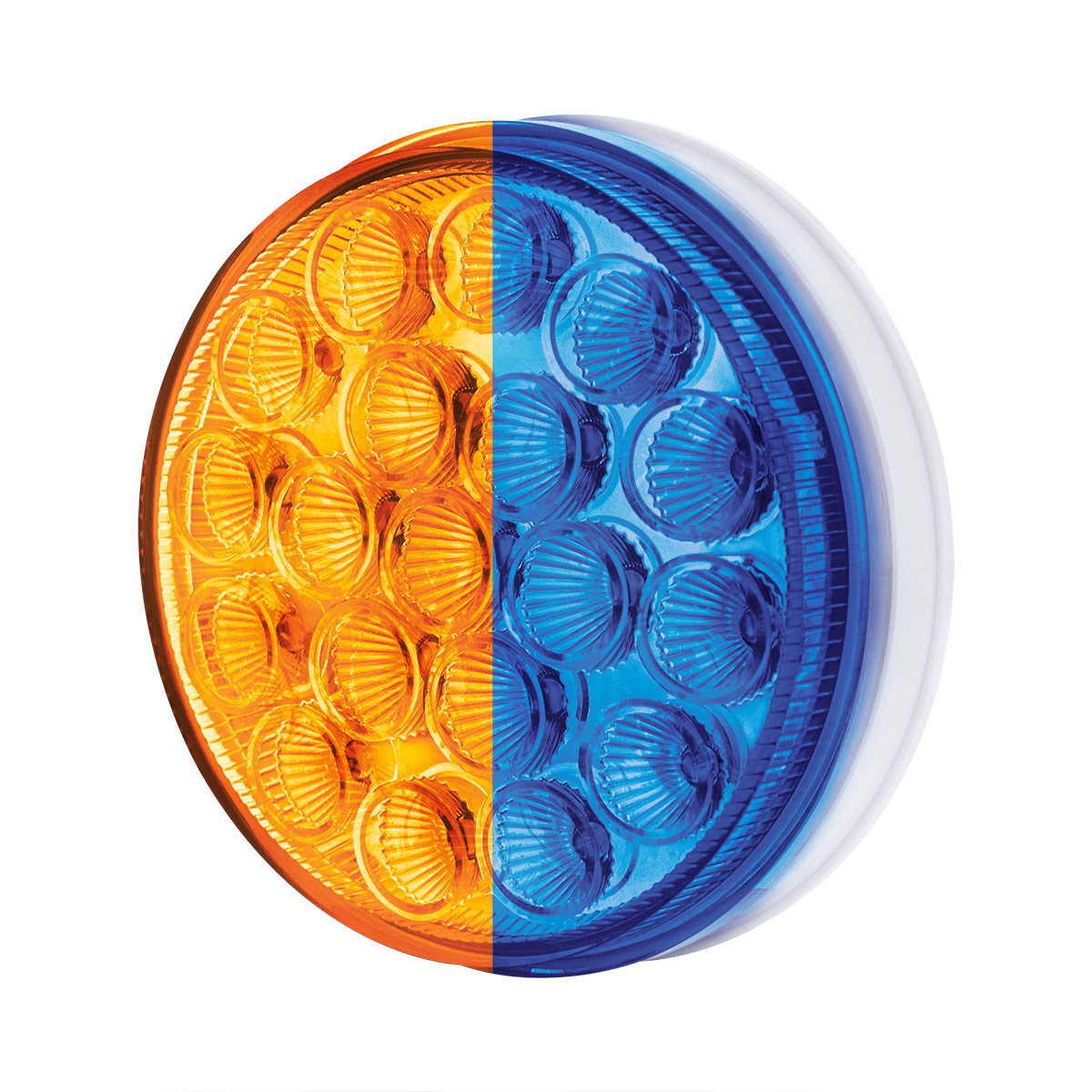 19 LED 4" Round Double Fury Light (Turn Signal) - Amber & Blue LED/Clear Lens - Thumbnail 5