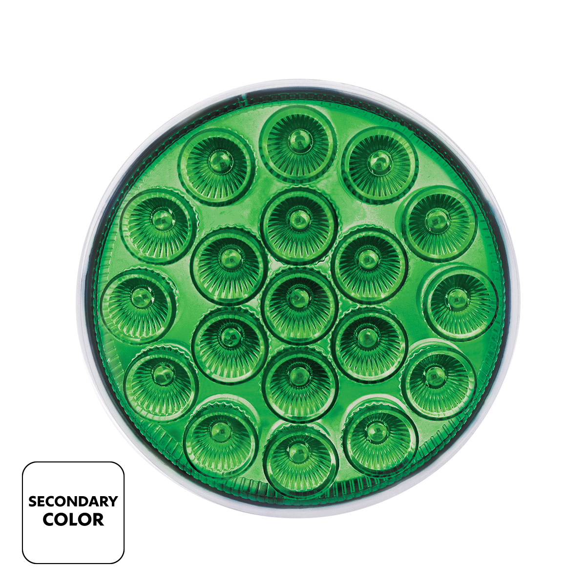 19 LED 4" Round Double Fury Light (Turn Signal) - Amber & Green LED/Clear Lens - Thumbnail 3