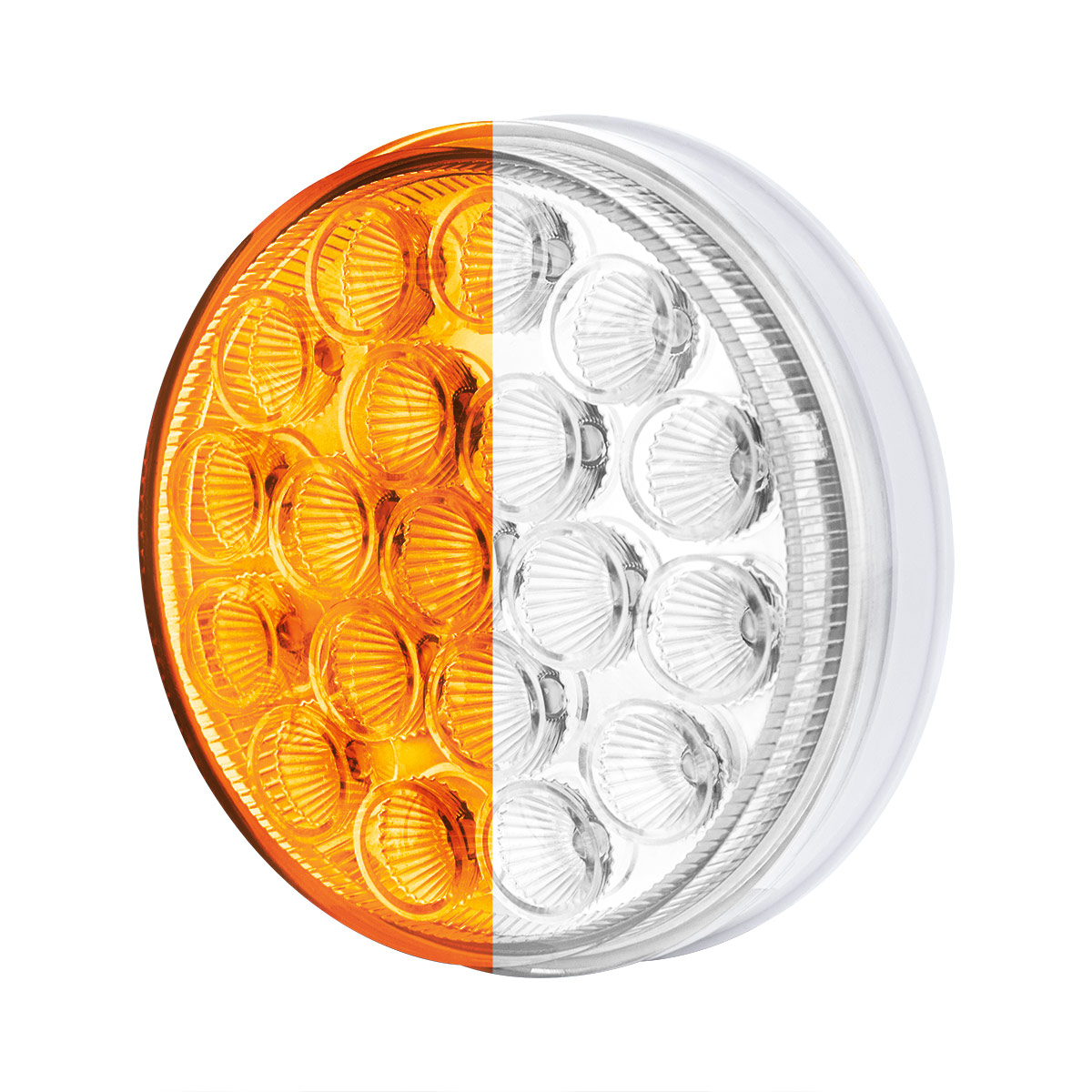 19 LED 4" Round Double Fury Light  (Turn Signal) - Amber & White LED/Clear Lens - Thumbnail 5
