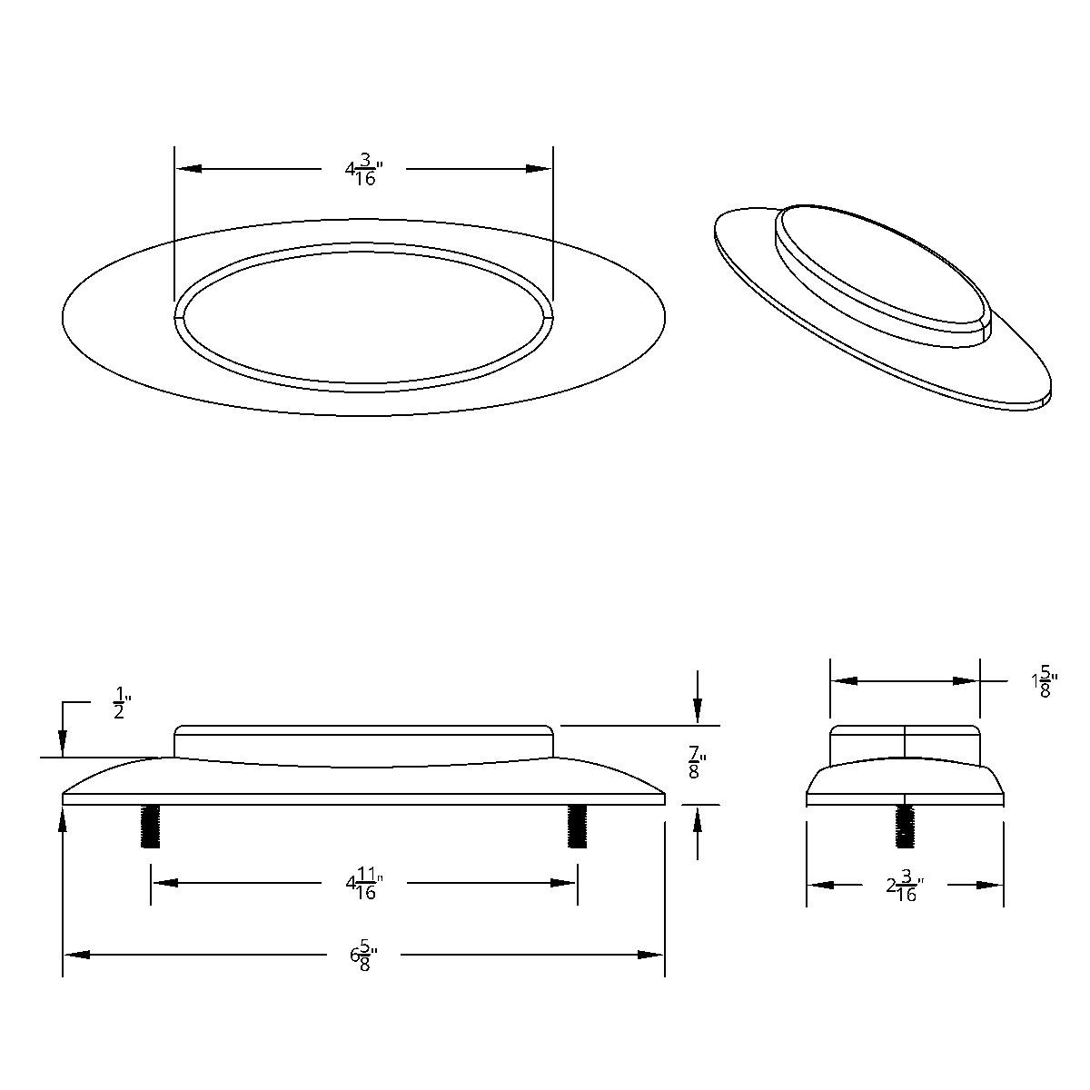 10 LED Oval Double Fury Light With Clear Lens & Chrome Bezel (Clearance/Marker) - Amber & Blue LED/Clear Lens - Thumbnail 12
