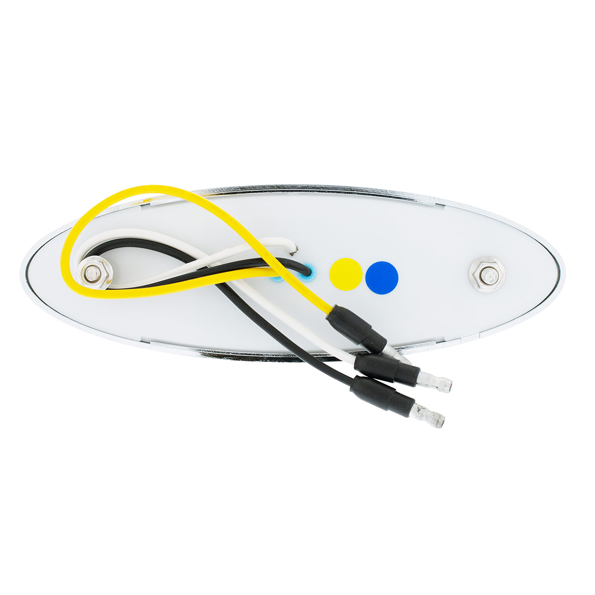 10 LED Oval Double Fury Light With Clear Lens & Chrome Bezel (Clearance/Marker) - Amber & Blue LED/Clear Lens - Thumbnail 9