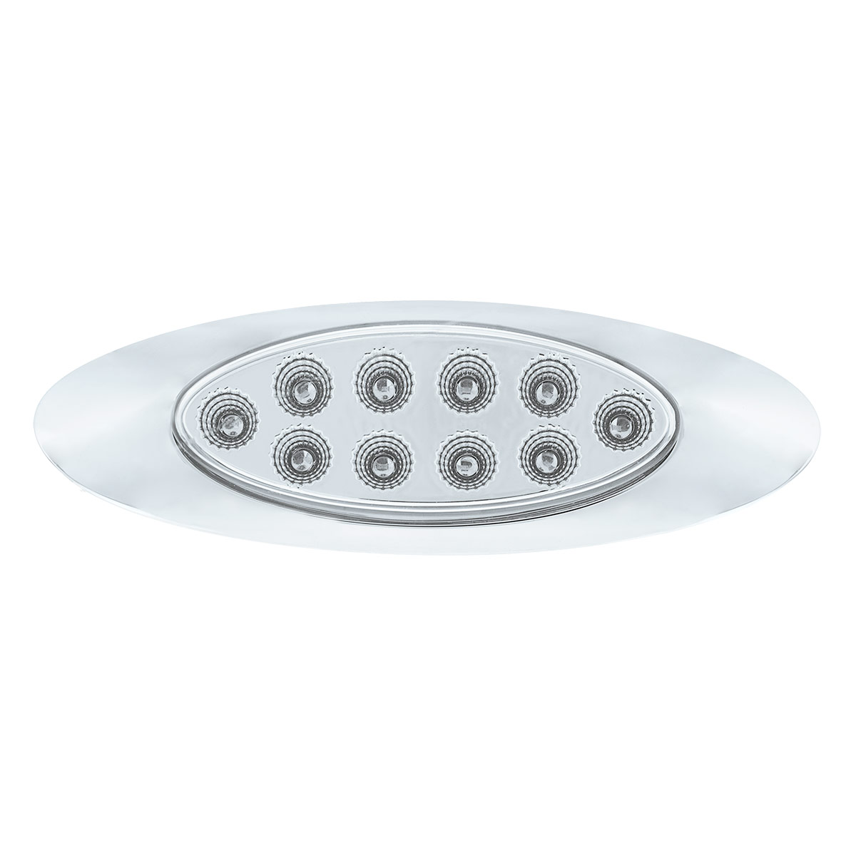 10 LED Oval Double Fury Light With Clear Lens & Chrome Bezel (Clearance/Marker) - Amber & White LED/Clear Lens - Thumbnail 4