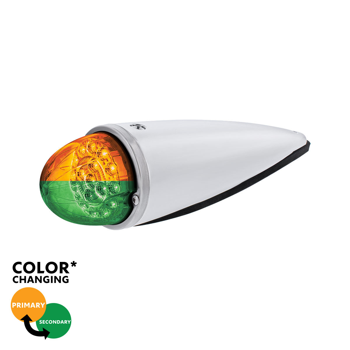 17 LED Watermelon Double Fury Light Torpedo Cab Light - Amber & Green LED/Clear Lens - Thumbnail 18