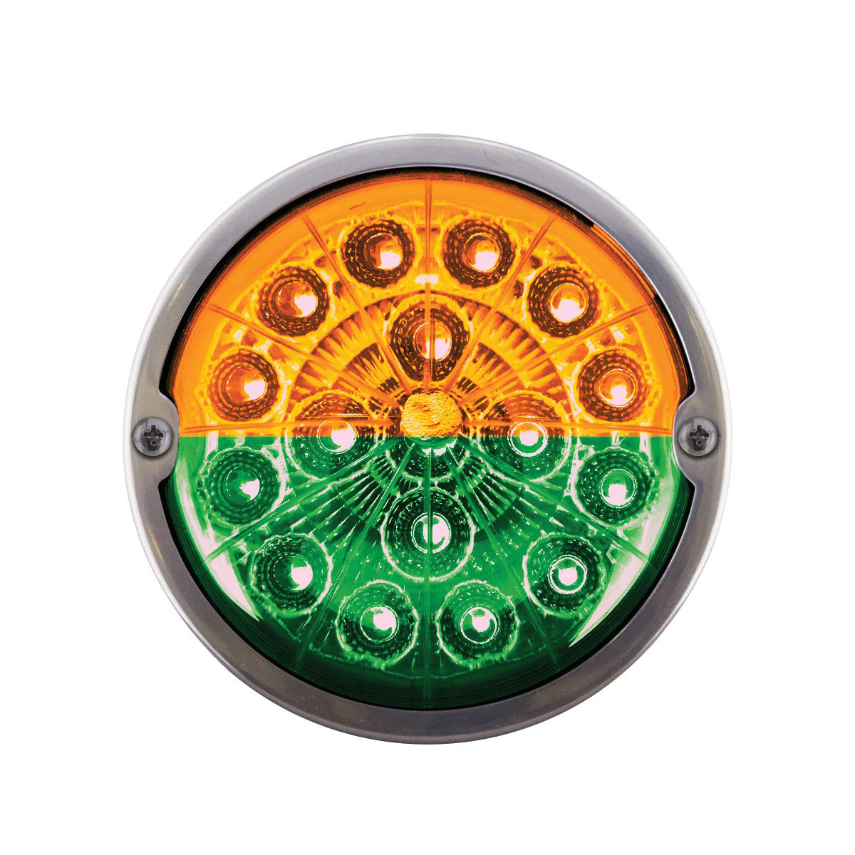 17 LED Watermelon Double Fury Light Torpedo Cab Light - Amber & Green LED/Clear Lens - Thumbnail 5