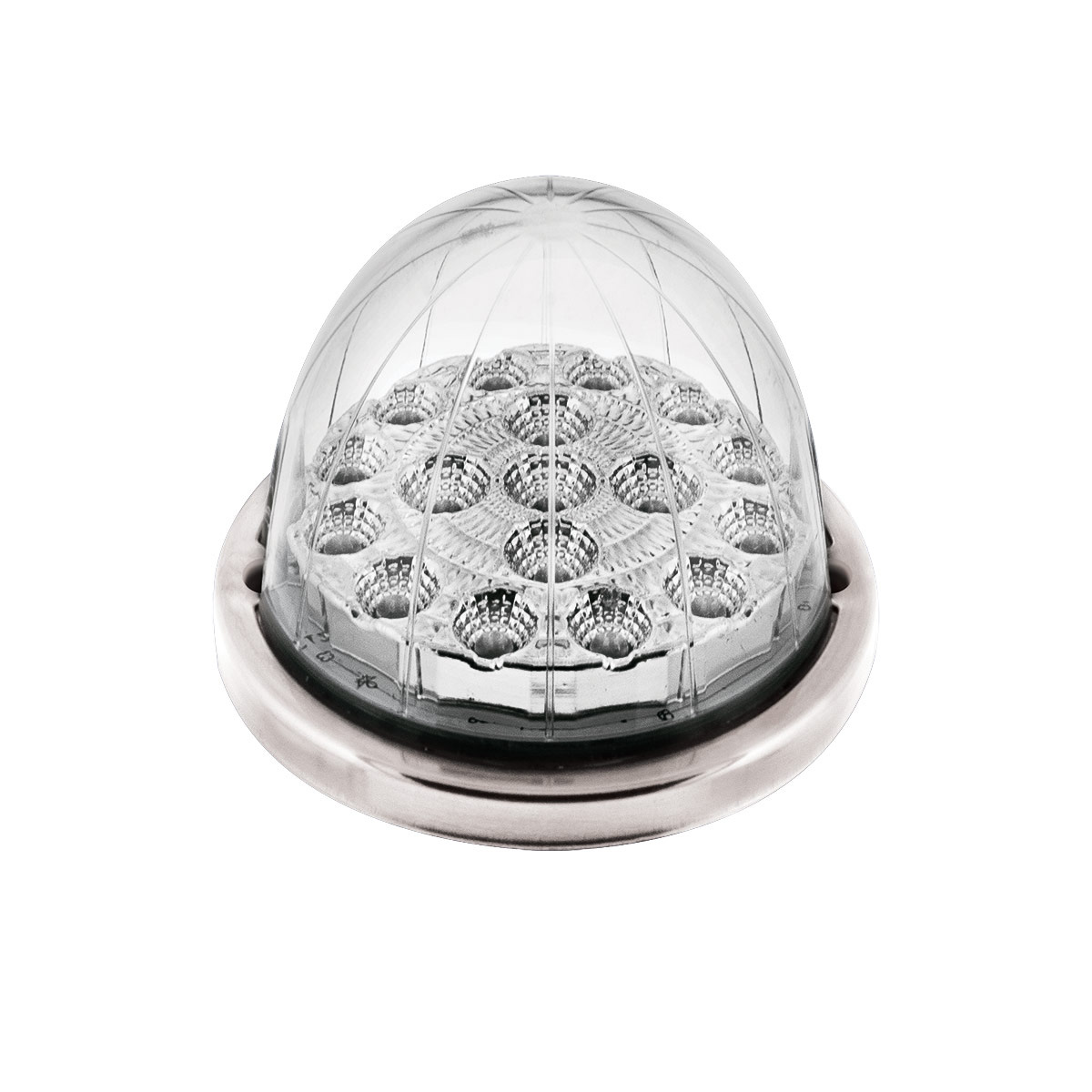 17 LED Watermelon Double Fury Light Flush Mount Kit With Low Profile SS Bezel - Amber & Blue LED/Clear Lens - Thumbnail 4