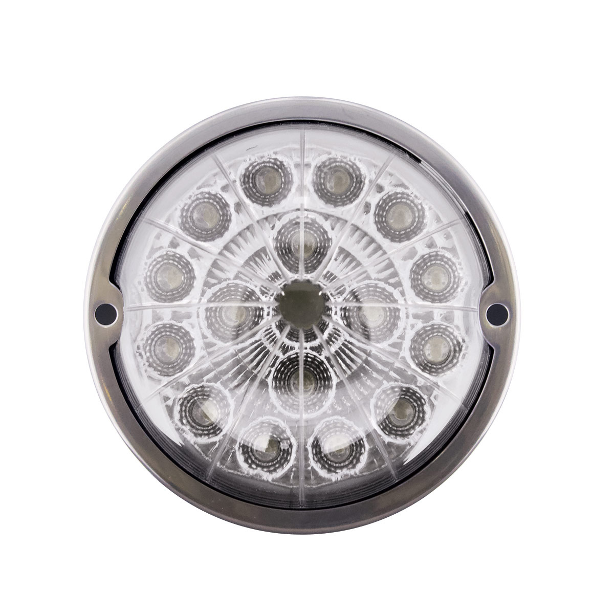 17 LED Watermelon Double Fury Light Flush Mount Kit With Low Profile SS Bezel - Amber & Blue LED/Clear Lens - Thumbnail 8