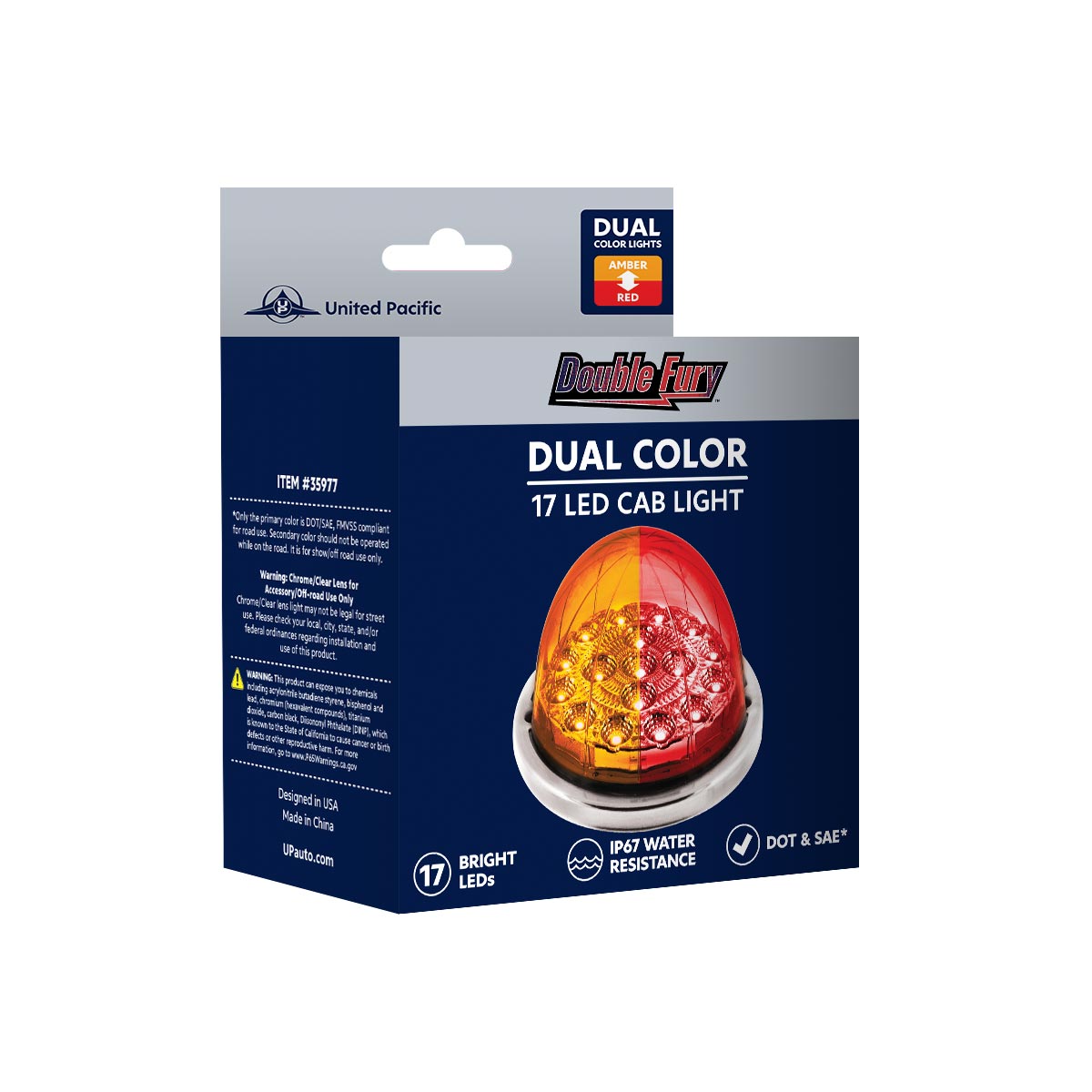 17 LED Watermelon Double Fury Light Flush Mount Kit With Low Profile SS Bezel - Amber & Red LED/Clear Lens - Thumbnail 11