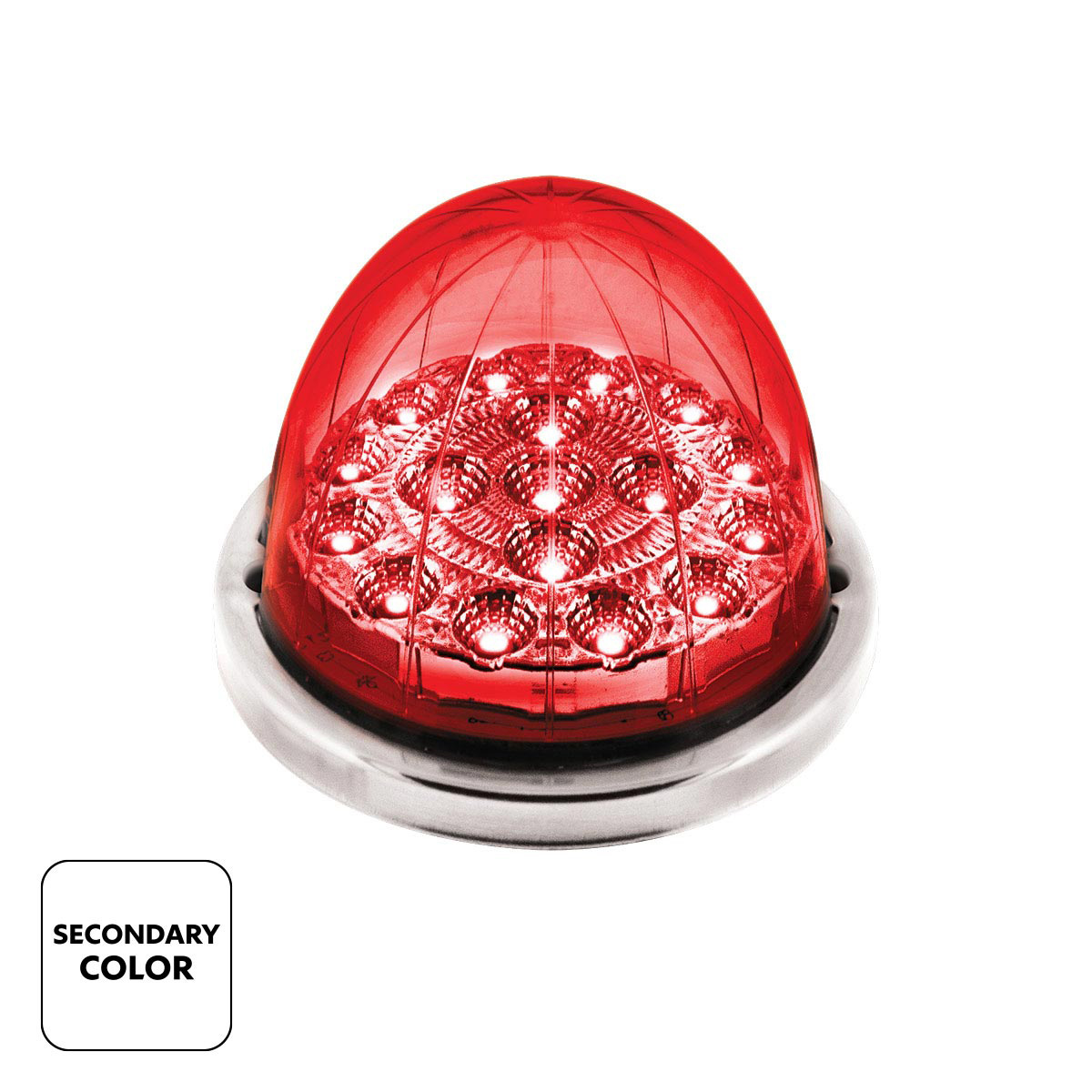 17 LED Watermelon Double Fury Light Flush Mount Kit With Low Profile SS Bezel - Amber & Red LED/Clear Lens - Thumbnail 3