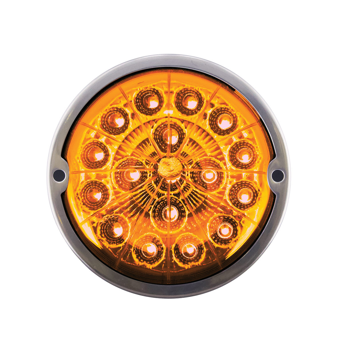 17 LED Watermelon Double Fury Light Flush Mount Kit With Low Profile SS Bezel - Amber & Red LED/Clear Lens - Thumbnail 6