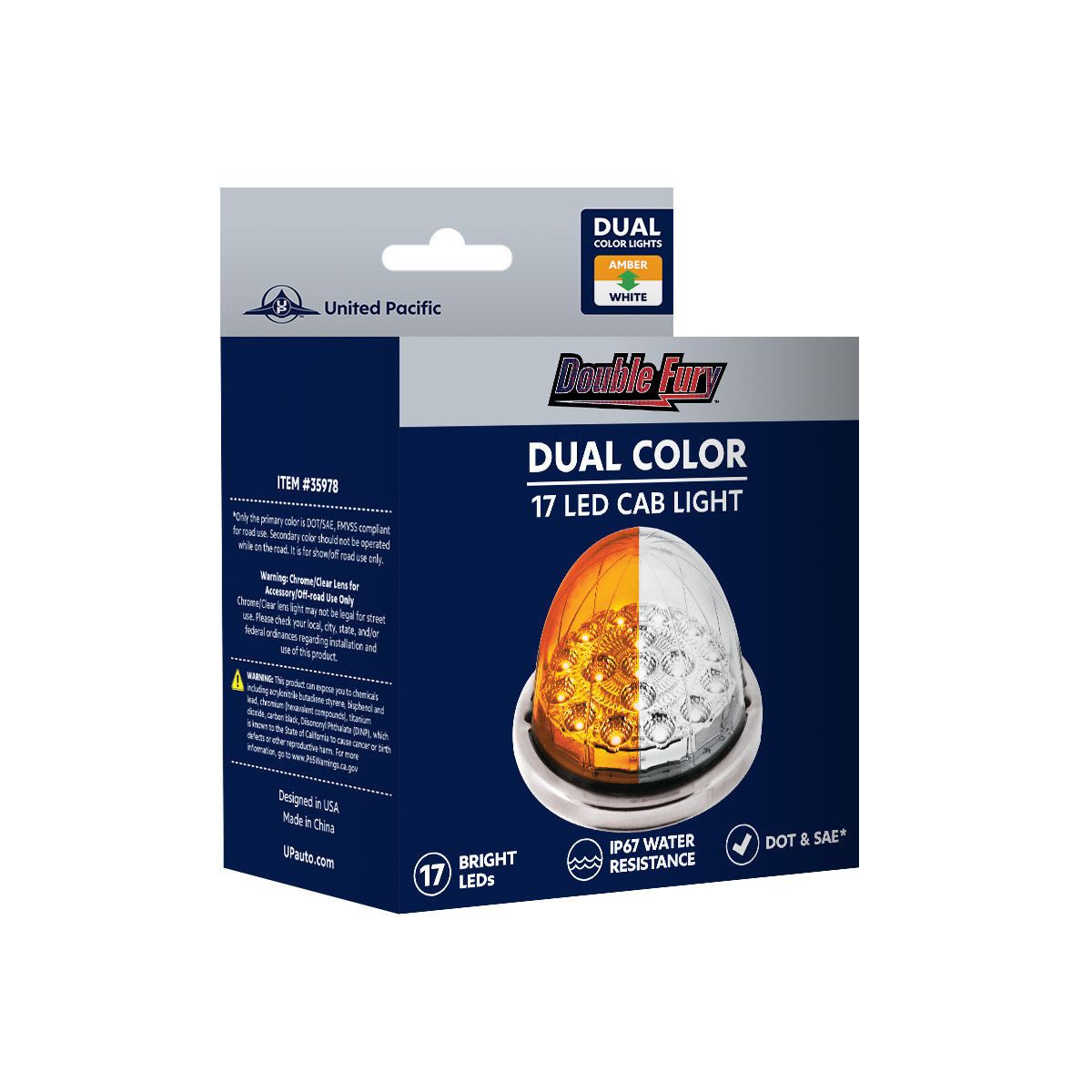 17 LED Watermelon Double Fury Light Flush Mount Kit With Low Profile SS Bezel - Amber & White LED/Clear Lens - Thumbnail 10