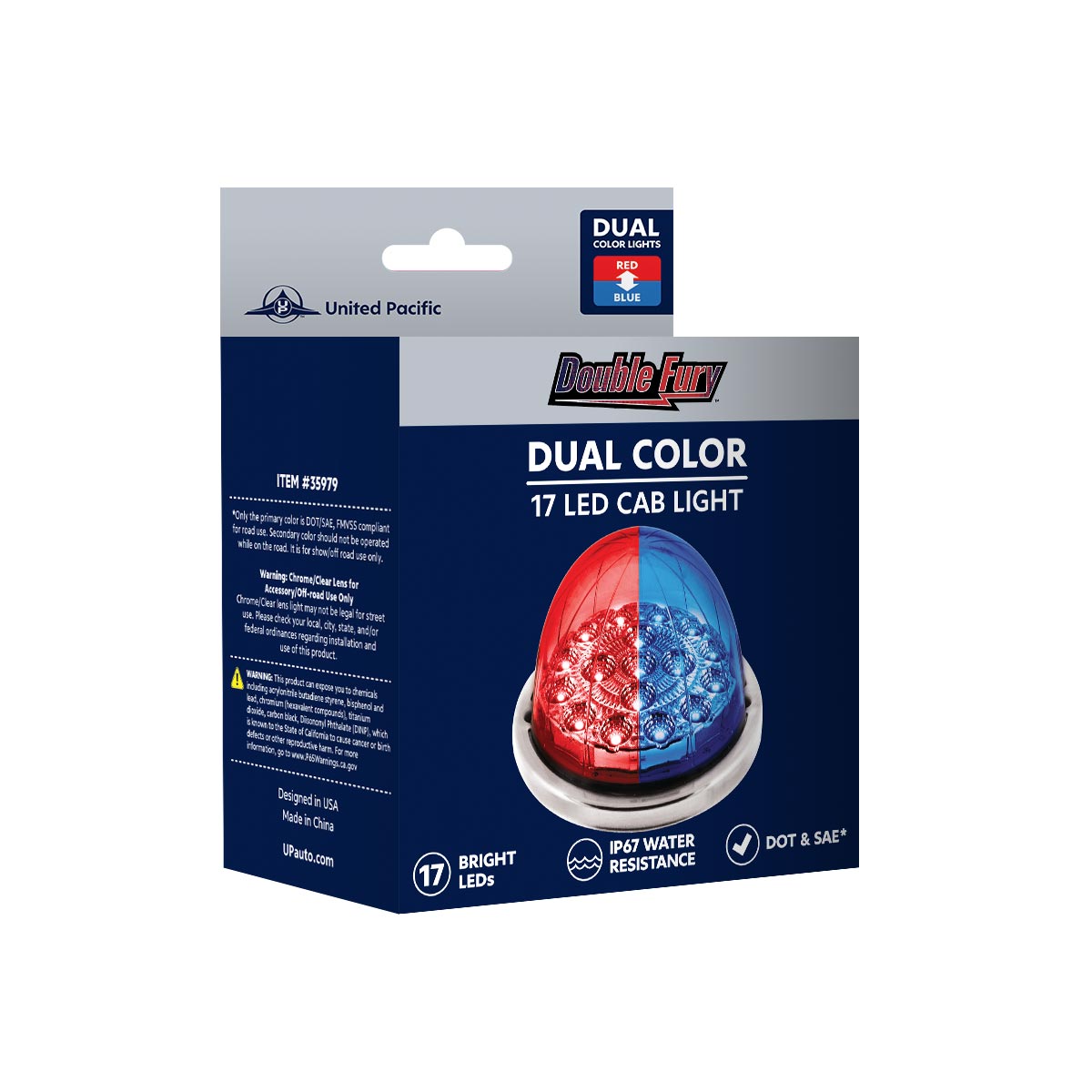 17 LED Watermelon Double Fury Light Flush Mount Kit With Low Profile SS Bezel - Red & Blue LED/Clear Lens - Thumbnail 11