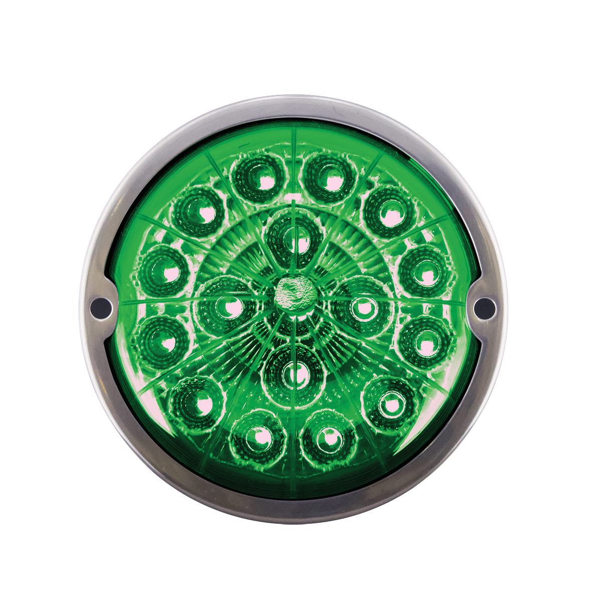 17 LED Watermelon Double Fury Light Flush Mount Kit With Low Profile SS Bezel - Red & Green LED/Clear Lens - Thumbnail 7