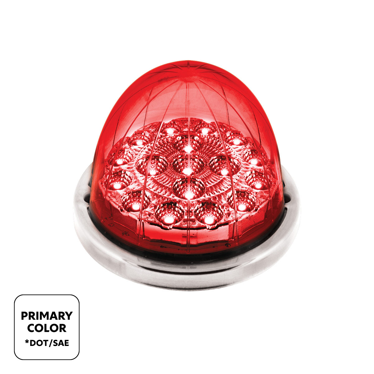 17 LED Watermelon Double Fury Light Flush Mount Kit With Low Profile SS Bezel - Red & White LED/Clear Lens - Thumbnail 2