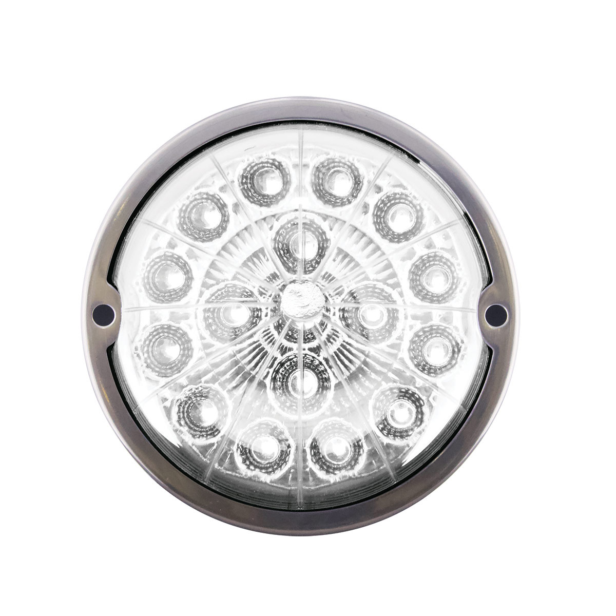 17 LED Watermelon Double Fury Light Flush Mount Kit With Low Profile SS Bezel - Red & White LED/Clear Lens - Thumbnail 7