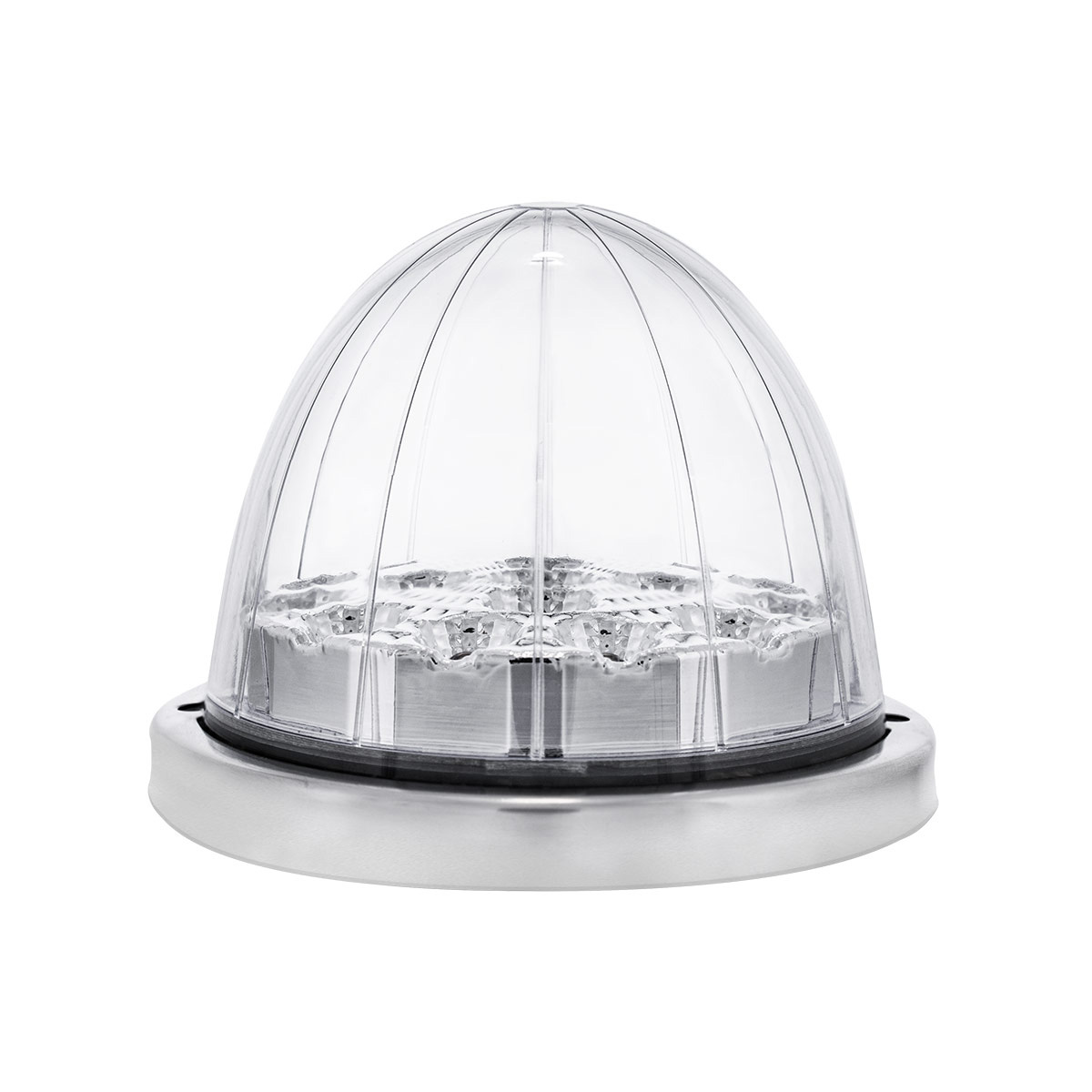 17 LED Watermelon Double Fury Light Flush Mount Kit With Low Profile SS Bezel - Red & White LED/Clear Lens - Thumbnail 9