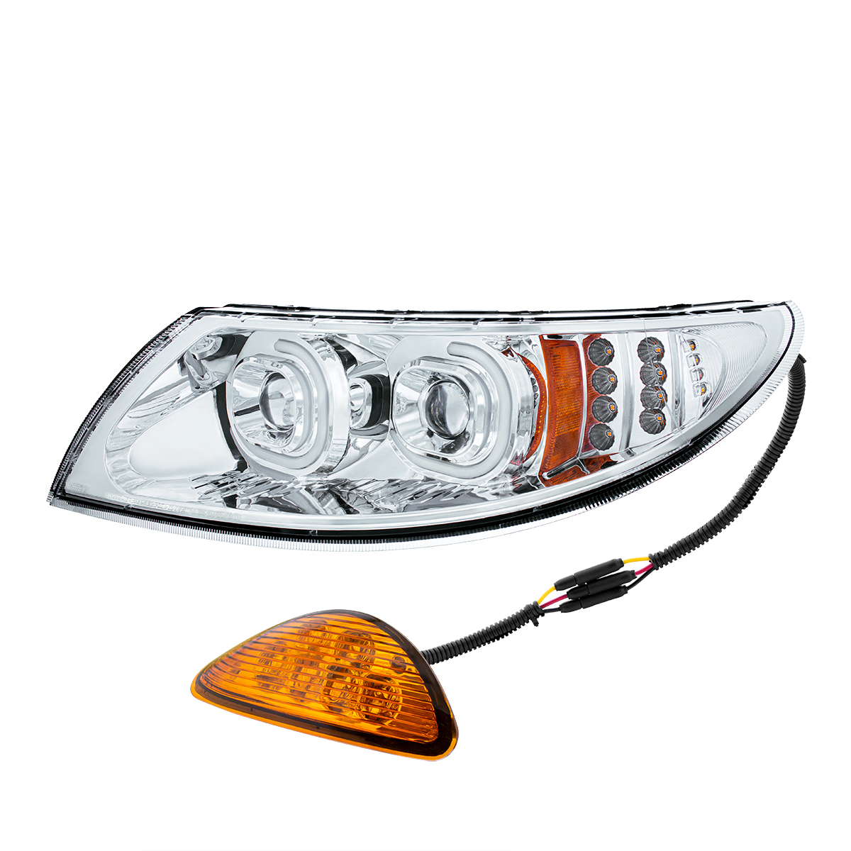 Chrome LED Projector Headlight With Rear Facing Turn Signal For International Durastar 2002-2018 - Driver - Thumbnail 2