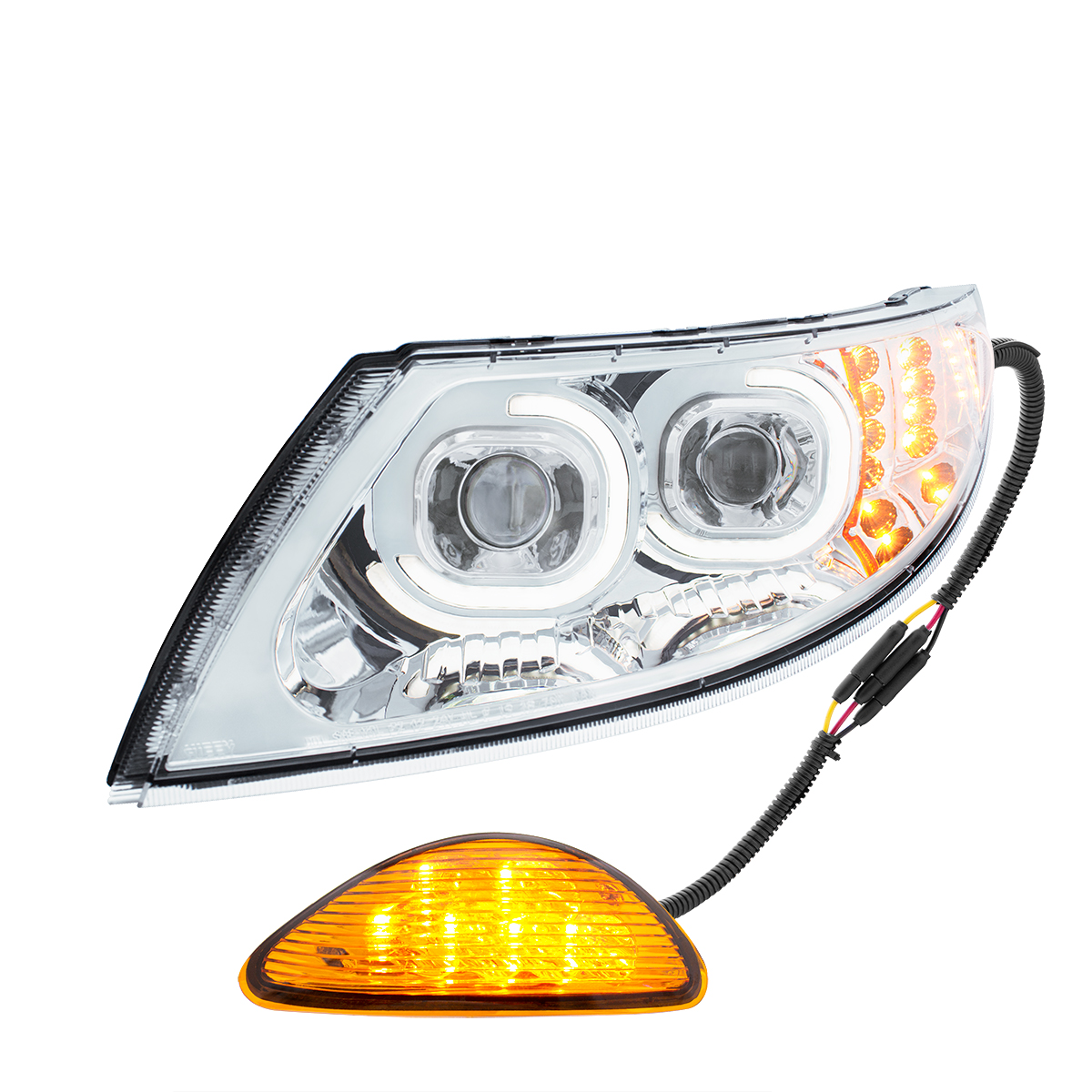 Chrome LED Projector Headlight With Rear Facing Turn Signal For International Durastar 2002-2018 - Driver - Thumbnail 3