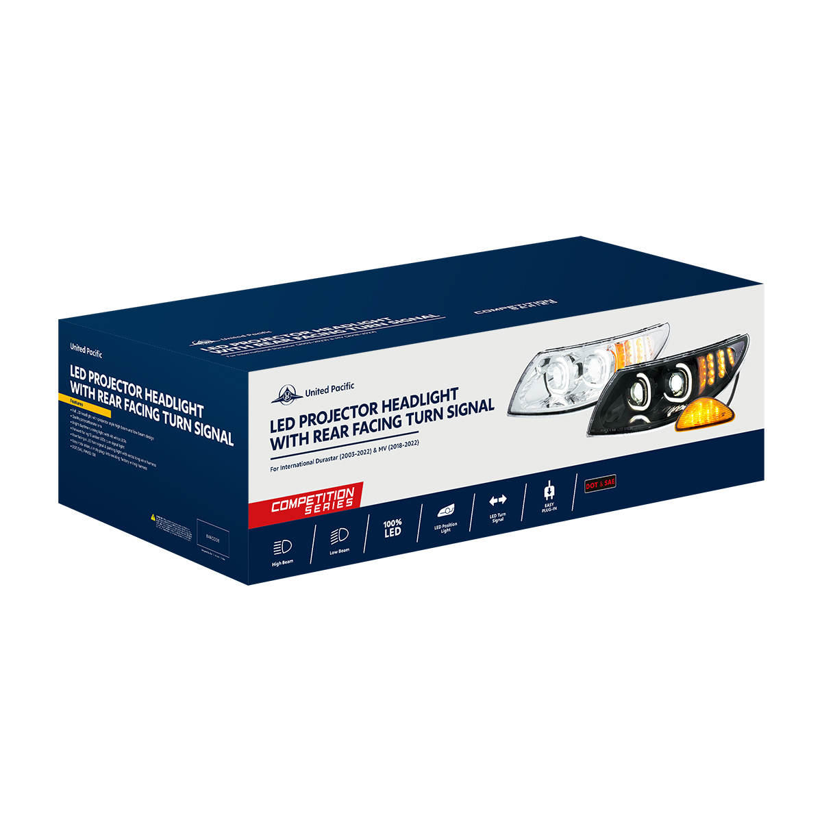 Black LED Projector Headlight With Rear Facing Turn Signal For International Durastar 2002-2018 - Driver - Thumbnail 7