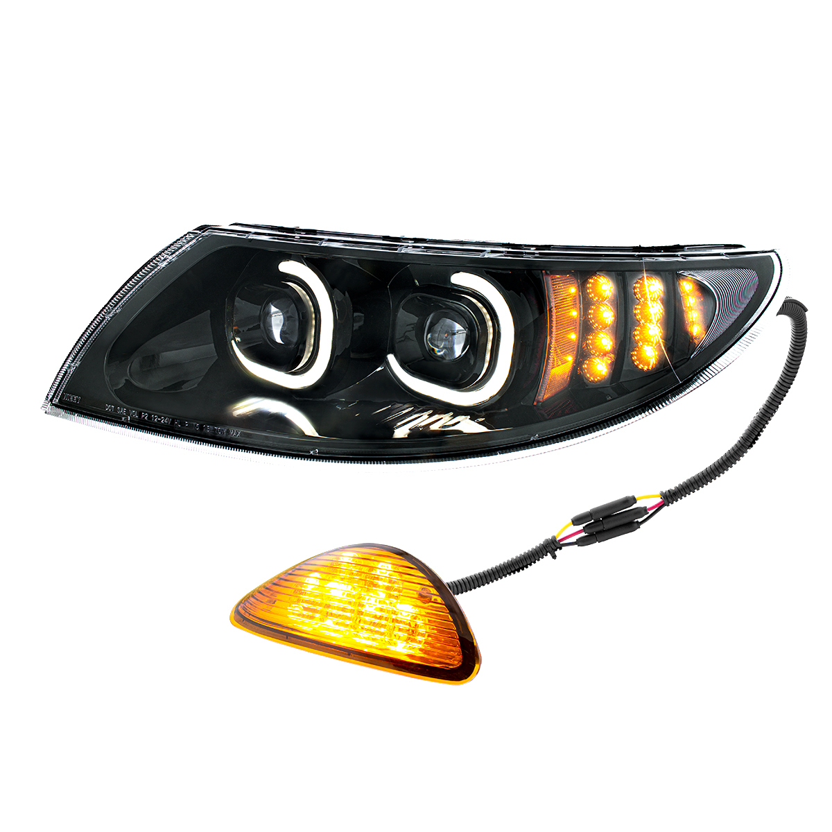 Black LED Projector Headlight With Rear Facing Turn Signal For International Durastar 2002-2018 - Driver - Thumbnail 10