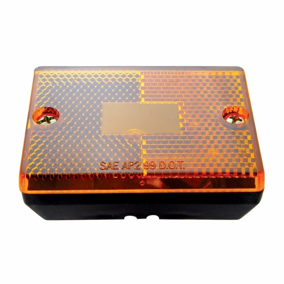 Rectangular Light (Clearance/Marker) With Reflex Lens & Black Base - Amber Lens
