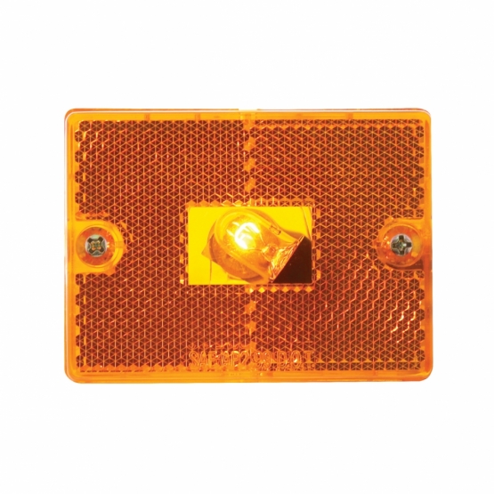 Rectangular Light (Clearance/Marker) With Reflex Lens & Black Base - Amber Lens - Thumbnail 2
