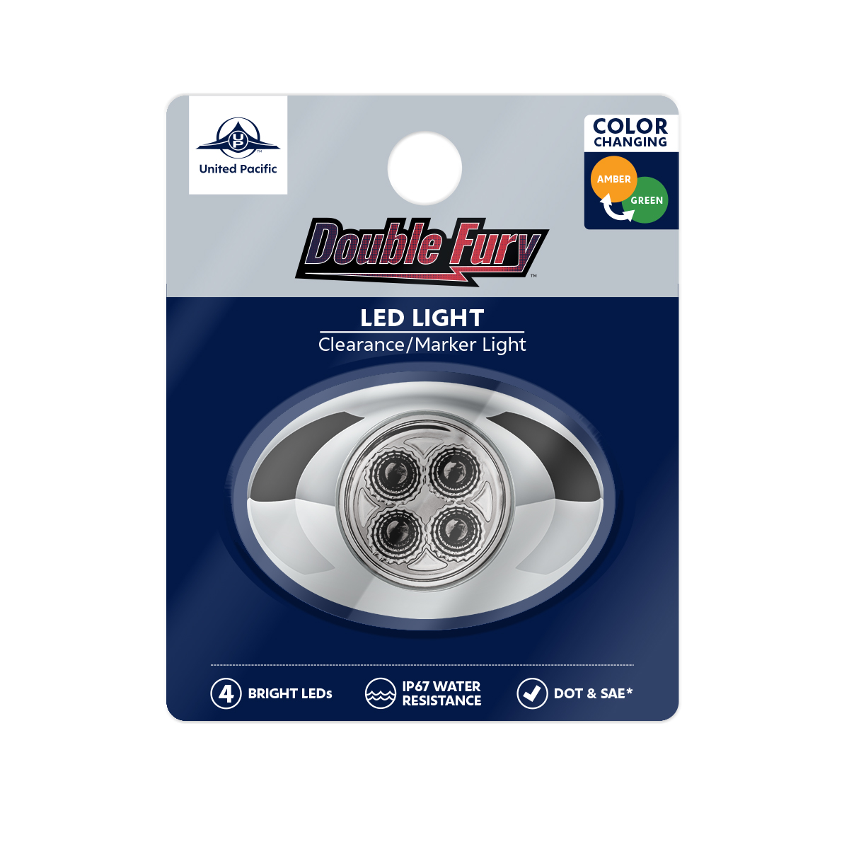 4 LED Double Fury Light (Clearance/Marker)-Amber & Green LED/Clear Lens - Thumbnail 10