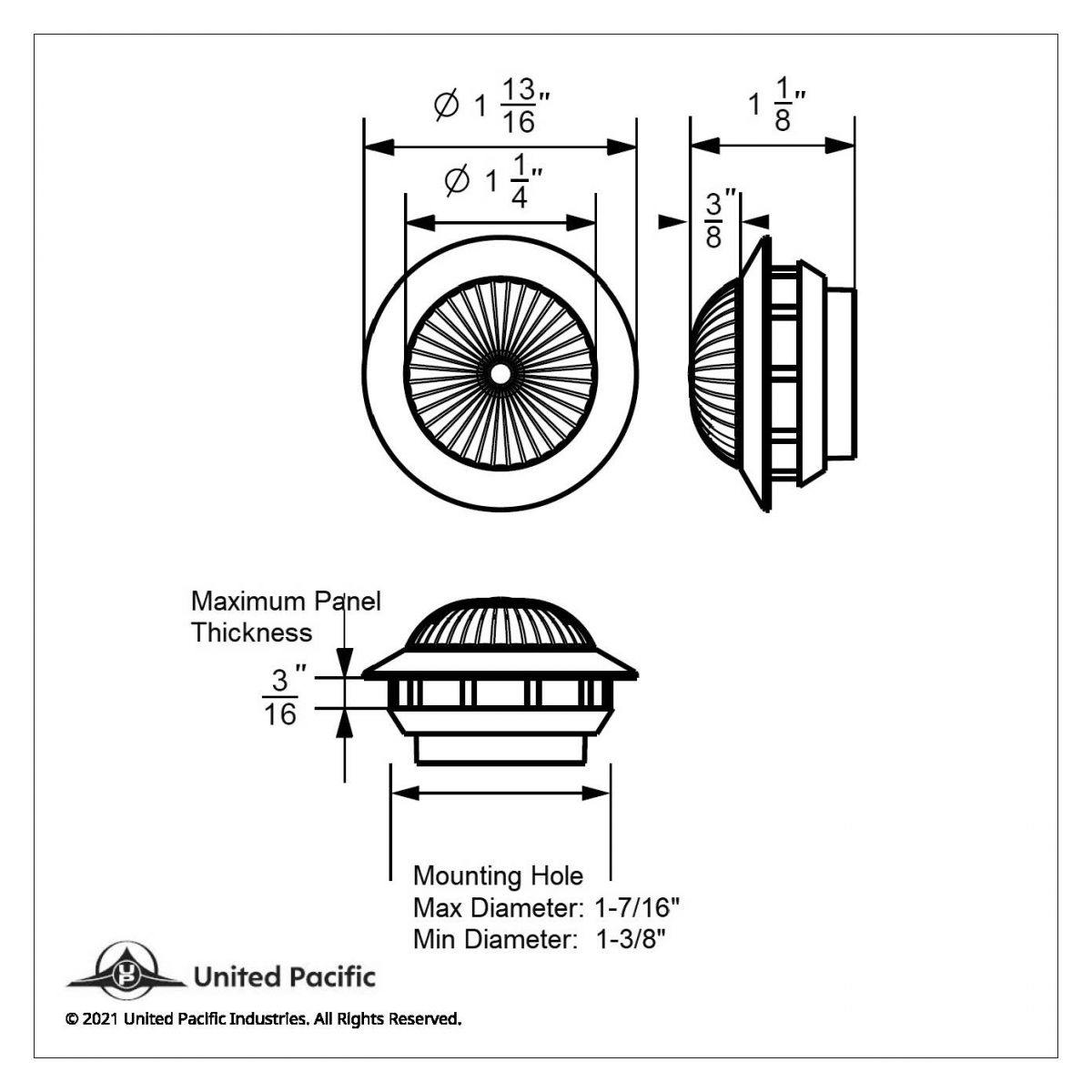 6 LED 1-1/4" Dual Function Light (Clearance/Marker)-Red LED/Clear Lens - Thumbnail 6