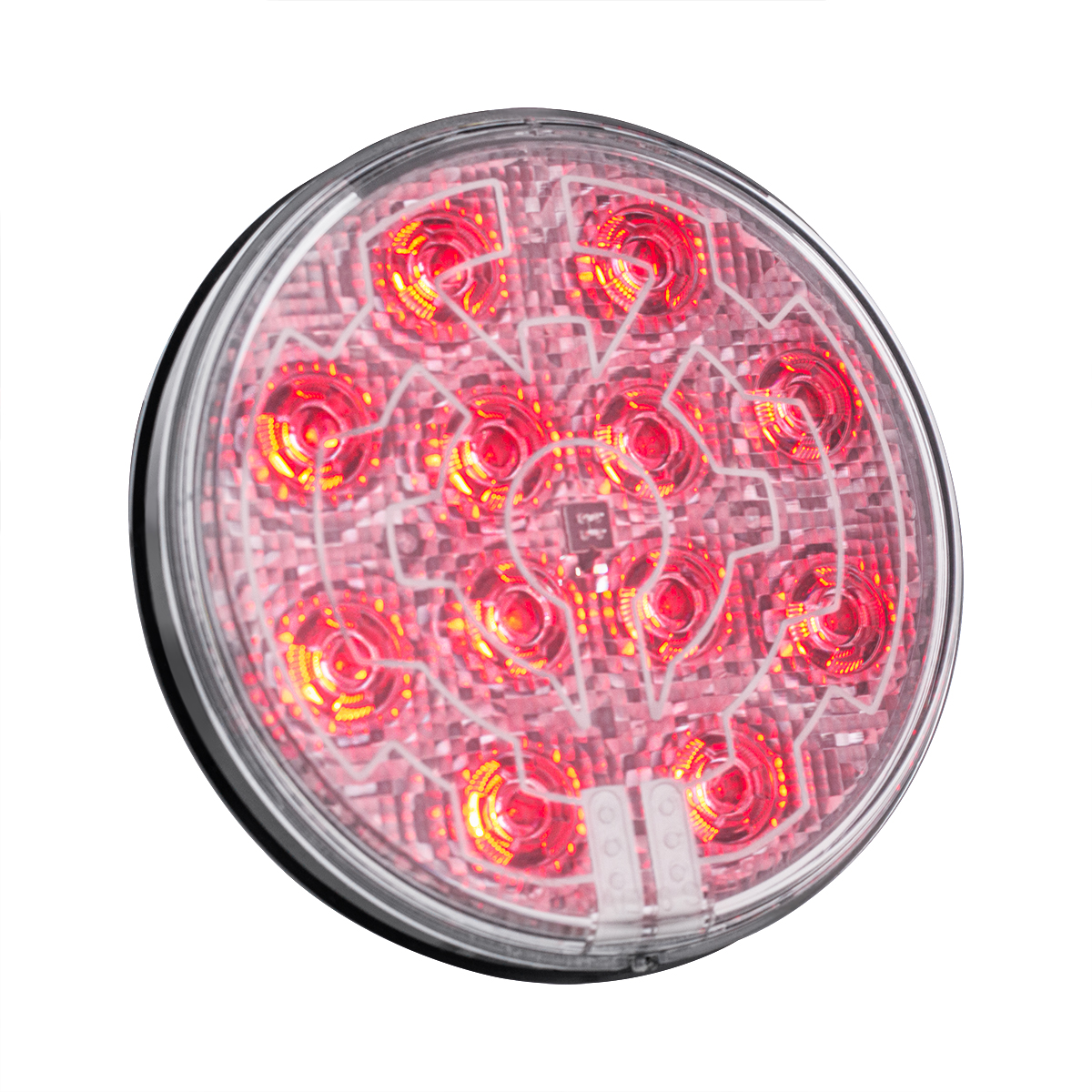 12 LED 4" Round Light (Stop, Turn & Tail) With Heated Lens - Red LED/Clear Lens - Thumbnail 4