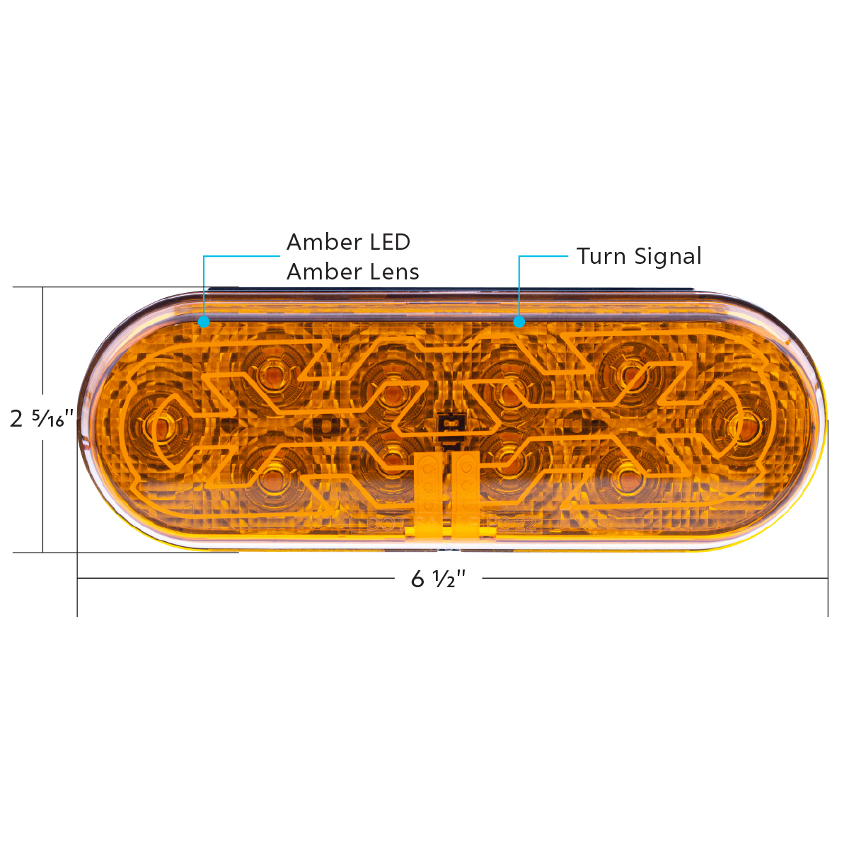 10 LED 6" Oval Light (Turn Signal) With Heated Lens - Amber LED/Amber Lens - Thumbnail 5